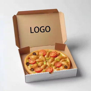 กล่องพิซซ่ากระดาษแข็งสีขาวพิมพ์ลายตามสั่งกล่องพิซซ่าแบบพกพาทรงสี่เหลี่ยมผืนผ้าบรรจุภัณฑ์สำหรับจัดเลี้ยงอาหารเป็นมิตรกับสิ่งแวดล้อม - Product Image 4