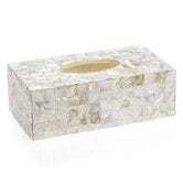 Caja de pañuelos de nácar blanca Premium con elegante diseño floral y efecto mármol para hoteles y habitaciones - Product Image 3