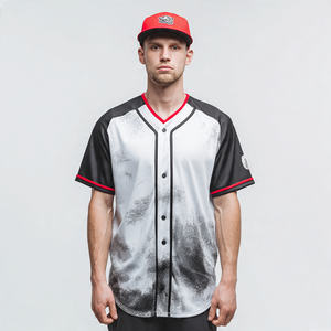 เสื้อเบสบอลเยาวชนแบบพิมพ์ลาย เสื้อซอฟต์บอลติดกระดุม เสื้อเบสบอลสำหรับฝึกซ้อม เสื้อคอวีพิมพ์ลาย เสื้อซอฟต์บอล - Product Image 1