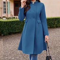 Servicios OEM: Abrigo Largo Casual Grueso de Lana para Mujer, Transpirable, Ropa de Invierno, Botones de Cuerno, Relleno de Fibra de Poliéster y Piel de Visón