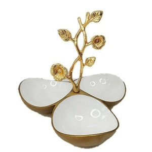 Tazón para servir frutas de metal dorado y blanco de calidad de lujo, tazón para servir ecológico para decoración del hogar al mejor precio - Product Image 1