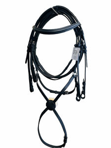 Cheval en cuir verni rond éléments cousus rênes Cheval en cuir Stanford Anatomique Snaffle Bridle Anatomic Horse Leather Bridle - Product Image 5