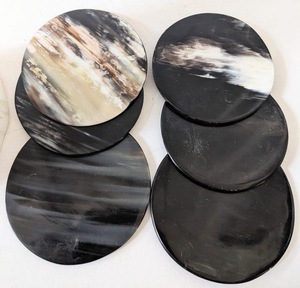 Natural Buffalo Horn <b>Table</b> <b>Coasters</b> Handmade Rustic Drink Accessories High Quality - Product Image 2