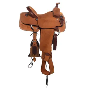 Sadel kuda kulit barat kualitas Premium dengan Set paku kuda asli sadel anyaman Roper Ranch balap sard
