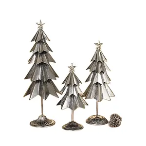 定制圣诞树明星时尚金属装饰银成品圣诞装饰树手工制作