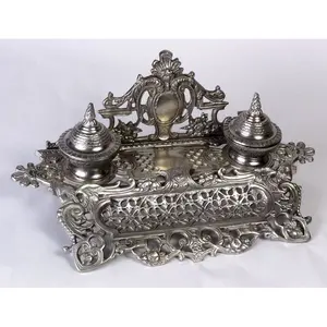 Dekorasi aluminium Double Inkwell atas meja dekoratif patung buatan tangan desain Modern kualitas tinggi patung logam