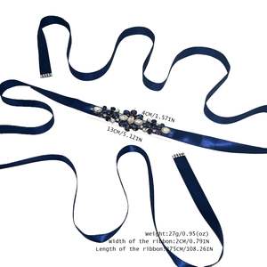 Cinturón de Novia Bridella BS45ML Azul Marino con Detalle de Pedrería, Ajustable para Bodas, Bailes de Graduación y Eventos Formales - Product Image 6