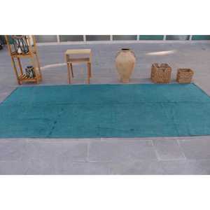 Tapis turc 4,9 x 10,9 pieds, tapis bleu abstrait en laine - Product Image 3