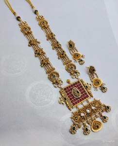 INDIAN TRADITIONAL and FASHIONABLE COPPER <b>JEWELLERY</b> BRIDAL WEDDING <b>JEWELLERY</b> <b>SET</b> for WOMEN EARRINGS and NECKLACE <b>SET</b> - Product Image 1