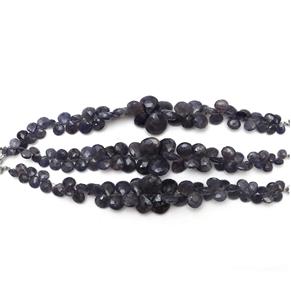 Hecho a mano Bloodshot Blue Iolite Gemstone Faceted Heart Beads Dark Blue Loose Stone Strand Fancy Shape - Product Image 2
