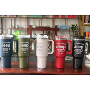 Jeep 40oz acciaio inossidabile isolato tazza da viaggio di grande capacità caldo freddo coperchio manico Tumbler per l'uso On-The-Go kit da viaggio progettati - Product Image 4