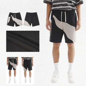 Pantalones cortos de lavado ácido para hombre, ropa informal de algodón con diamantes de imitación de Color negro, pantalones cortos de lavado ácido con apliques - Product Image 2