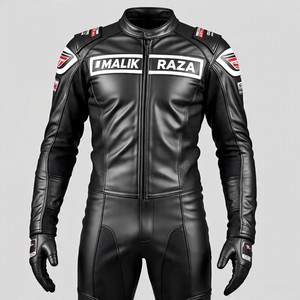 Costume de moto en cuir de vachette de qualité supérieure avec bosse et logo personnalisé, options de gros | Fournisseur d'exportation en vrac - Product Image 2