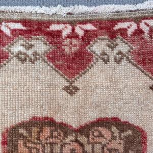 Alfombra Pequeña Vintage de 0.1x2.1 pies, Alfombra Persa Roja Turca - Product Image 5