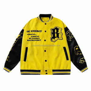 Chaquetas con letras de béisbol de chenilla bordadas de lana con logotipo personalizado para hombre, chaqueta universitaria de manga de cuero en blanco Vintage para hombre - Product Image 4