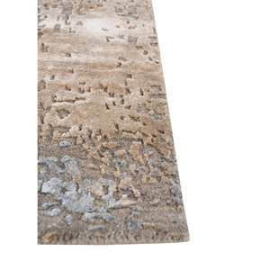 Alfombra Kavi Gris y Negra de Lana y Seda de Bambú Anudada a Mano, Diseño Teoría del Caos, Patrón Abstracto Rectangular para Sala de Estar Juvenil Esk-361 - Product Image 4