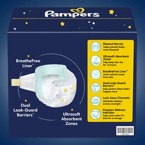 Couches de nuit Swaddlers Taille 4, 58 couches, protection anti-fuites, imprimées, douces, respirantes, absorption 16-18 livres - Product Image 3