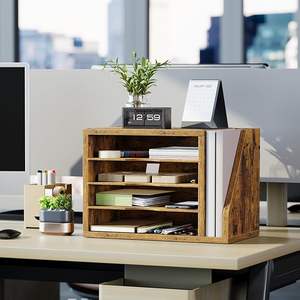 Organizador de Archivos de Escritorio, Organizador de Escritorio de Madera con 3 Estantes Ajustables, Clasificador de Papel para Correo, Oficina, Hogar, Porta Archivos - Product Image 5