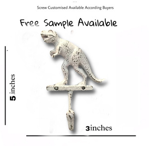 Venta al por mayor de hierro fundido T-Rex dinosaurio llavero percha desgastada pared blanca abrigo y sombrero ganchos muy baratos para uso en ropa - Product Image 3