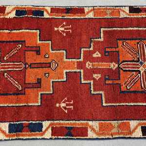 3x12.2 ft Turkish Vintage Rug, <b>Runner</b> Rug, <b>Red</b> Herki Ombr Rug - Product Image 3