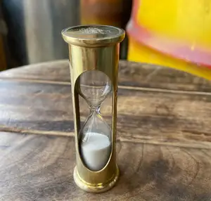 Antique Brass Stylish Hourglass Sand Timer With Natural Sand for Office Kitchen Home Decor Desktop Decoration Gifts Him Her