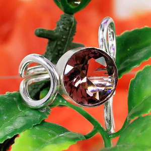 Vente en gros d'argent sterling 925 style bohème pierre hydro améthyste rose 12mm ronde bijoux fins bague lunette réglage numéro motif - Product Image 4
