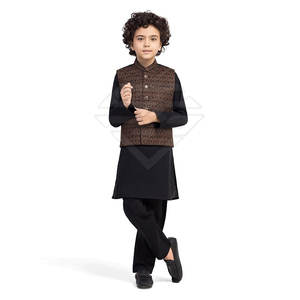 Costume de pyjama Kurta fantaisie pour enfants avec gilet décoratif Pyjama Kurta culturel pour garçons avec gilet assorti pour les événements - Product Image 1