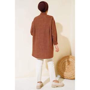 Túnica informal con botones en la parte delantera Marrón - Product Image 3