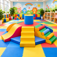 Aire de jeux modulaire personnalisée en pastel, blocs d'escalade en mousse, toboggan et équipement pour aire de jeux intérieure pour enfants, idéal pour la jungle gym et les tout-petits