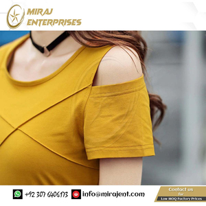 Women's Short Sleeve Off-Shoulder Solid Color Hole Casual Blouse Tops Plus Size OEM Summer T-Shirt with Embroidery and Feathers - Product Image 4