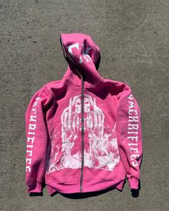 Alta calidad logotipo personalizado algodón con capucha cremallera gráficos Sudadera con capucha logotipos impresos Premium heavy fleece Sudadera con capucha de gran tamaño unisex - Product Image 3