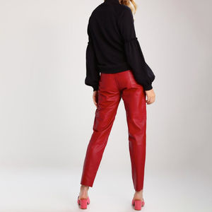 กางเกงหนัง OEM ตามสั่งสำหรับผู้หญิงเอวกลางแนวสตรีทสำหรับฤดูหนาวสไตล์หน้าเรียบผลิตในปากีสถาน - Product Image 2