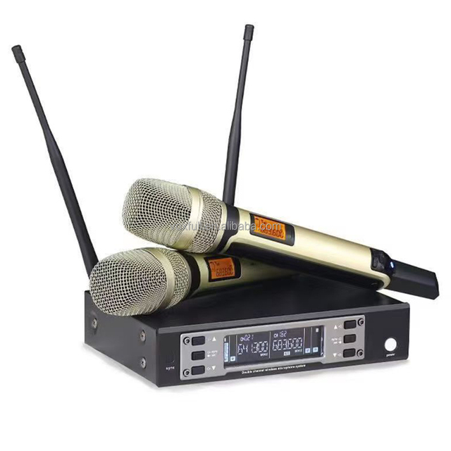Dual Channel UHF Wireless Microphone System Metal Handheld Mic Professional Stage Karaoke Church Audio Solution
