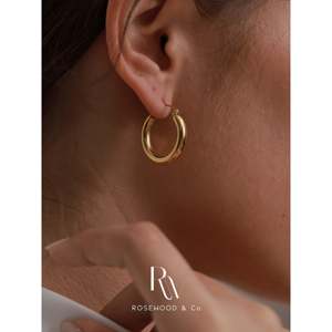 Pendientes de Aro Gruesos Chapados en Oro de 18K, Resistentes al Deslustre, Color Oro Medio, Impermeables, Finos, Colgantes, Minimalistas, Regalo para Mamá - Product Image 6