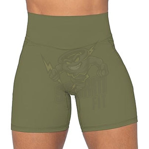 ชุดเลกกิ้งเล่นโยคะของผู้หญิงกางเกงขาสั้นสีพื้นแห้งเร็วออกแบบโลโก้ได้ตามต้องการ - Product Image 3