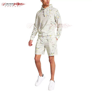 Conjunto de Sudadera con Capucha y Pantalones Cortos para Hombre, Corte Moderno, Tejido Transpirable y Ligero de Poliéster/Algodón para Uso en la Calle y el Gimnasio - Product Image 1