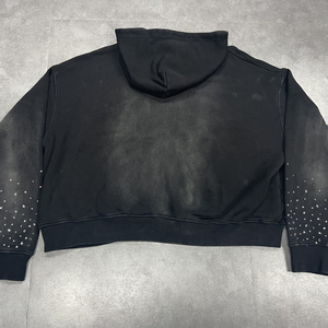 Haute Qualité Mode Personnalisé 100% Coton Gemmes Strass À Capuche Zip up Soleil Lavage Soleil Délavé Zip up Hoodie pour Hommes - Product Image 2