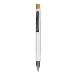 Penna in Metallo Gommato Personalizzata con Dettagli in Bambù - Gadget Promozionale - Product Image 2