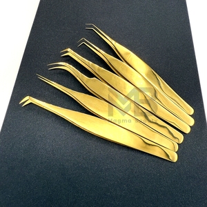 Pince à épiler japonaise en acier inoxydable pour extension de cils Trending Gold Plasma Set avec pointe pointue - Product Image 5