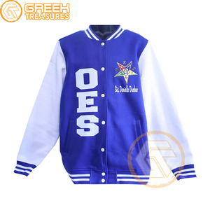 Customized Eastern <b>Star</b> Cotton Fleece Varsity <b>Jacket</b> Women Embroidered Breathable Greek Apparel Plus Size Autumn Printed - Product Image 3