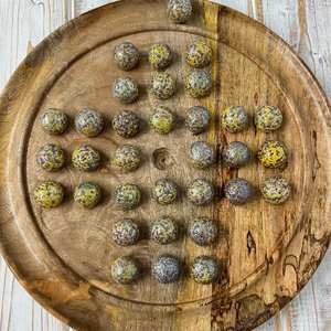 Mango Wood <b>Solitaire</b> <b>Game</b> With Spinosaurus Golden Speckled <b>Marbles</b> For Family <b>Game</b> Night Or Quiet Solo Entertainment At Home - Product Image 1