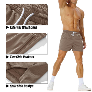 Casual Tennis <b>Shorts</b> For <b>Men</b> 100% Polyester Elastic Waist Custom <b>Knee</b> <b>Length</b> Quick Dry Zipper Design Solid Color Mesh <b>Shorts</b> - Product Image 5
