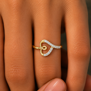 Bague Art Déco en Or Jaune 14K avec Diamant de Laboratoire Taille Ronde Brillante en Forme de Cœur Pavé DEF VVS, Fabricant Grossiste - Product Image 2
