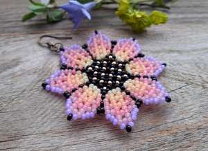 Boho <b>bead</b> earrings with <b>turquoise</b> design andy cascading fringe, unique jewelry gift - Product Image 2