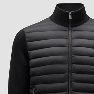 Manteau matelassé coupe ajustée pour hommes veste hybride légère manches en tricot décontracté en nylon à l'avant OEM personnalisé à l'usine pour l'hiver - Product Image 5