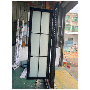 Puertas francesas de vidrio esmerilado templado doble de aluminio <span class=keywords><strong>roto</strong></span> térmico con persianas - Product Image 5