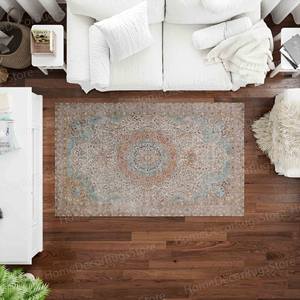 Tapis à motif floral, tapis imprimé marron, tapis de style turc, avec poils doux - Product Image 2