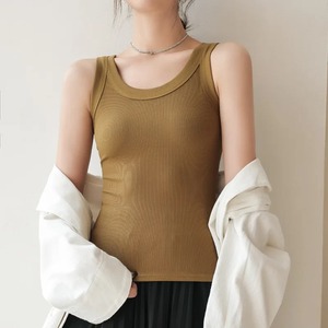 Débardeur en tricot côtelé de base de couleur unie pour les femmes été décontracté sans manches camisole à col en U avec licou vert blanc gilet - Product Image 3