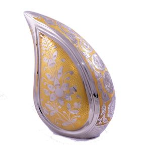 Urna de cremación de cenizas para adultos de recuerdo de Metal de latón a la venta, urnas de cremación personalizadas con forma de lágrima de doble tono - Product Image 3