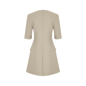 Vente en gros de robe midi élégante écrue avec manches 3/4 vêtements de bureau formels et décontractés mode hiver pour femmes OEM ODM - Product Image 2